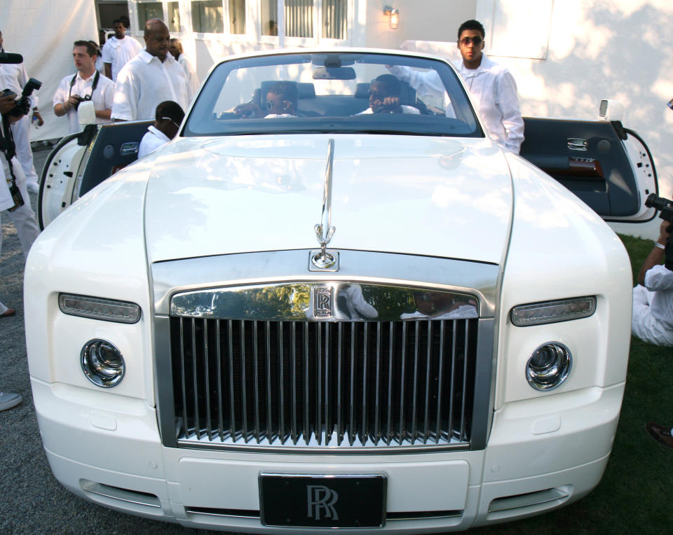 A white Rolls-Royce at Combs' party.